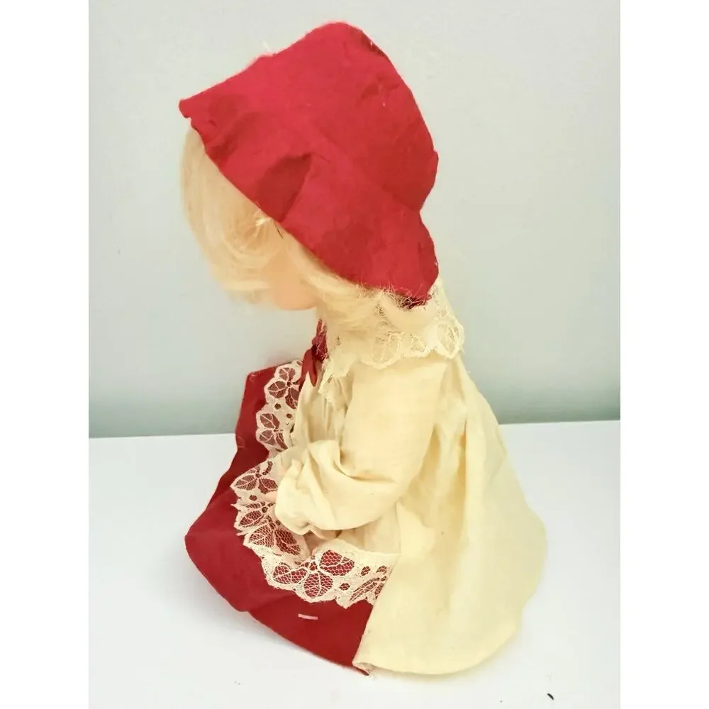 Vintage 1974 Horsman Dolls Blonde Girl Red Hood Doll Lace Dress 14”